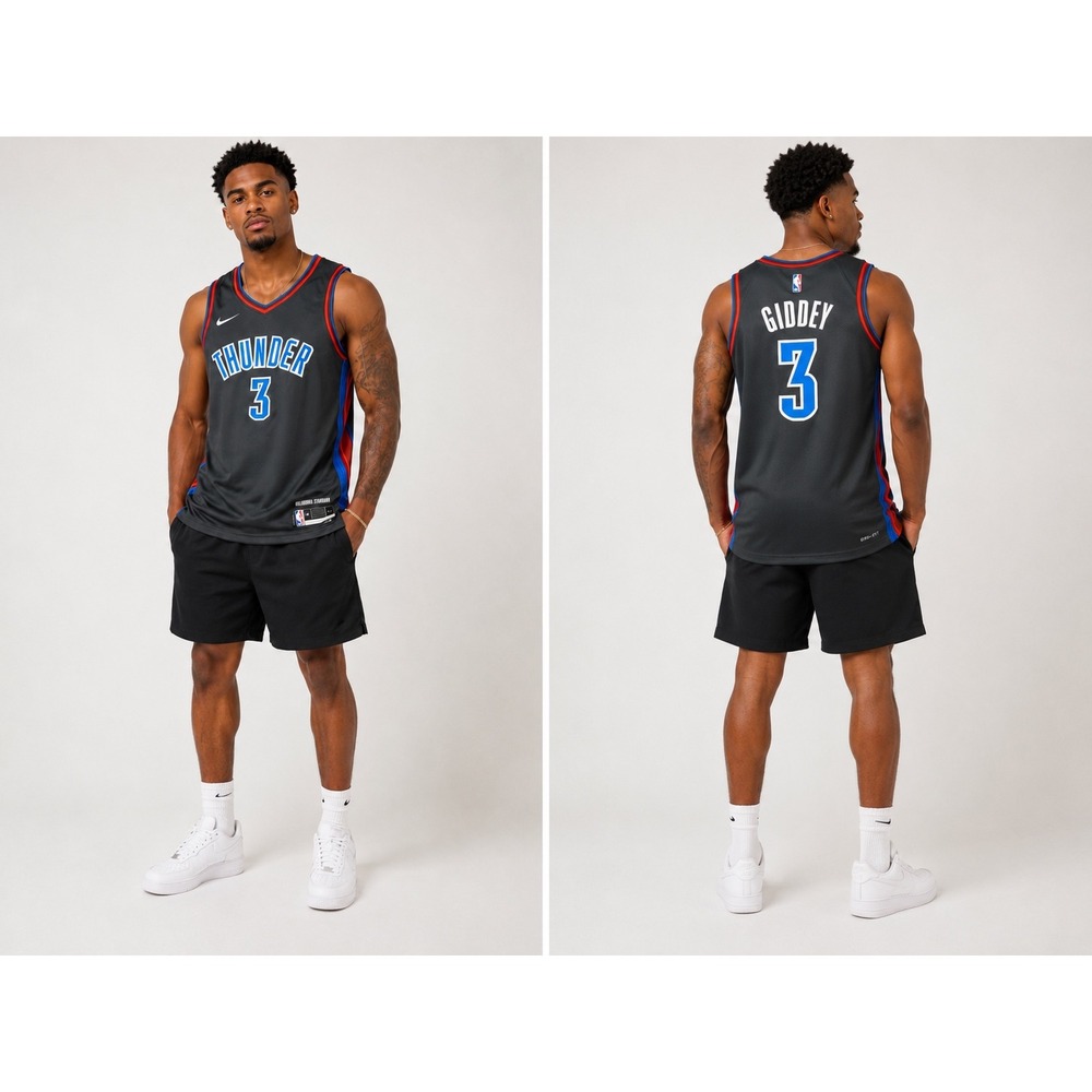 Nike Josh Giddey Oklahoma City Thunder City Edition Jersey Grey Mens 60 3XL